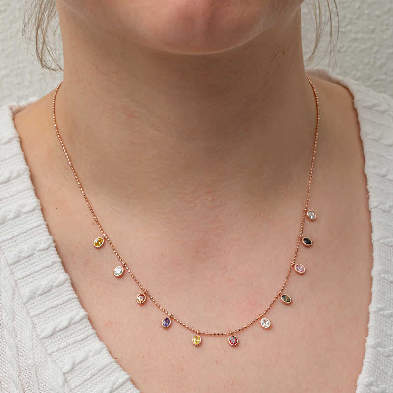 Silver Colored Oval Stone Lucky Women’s Necklace