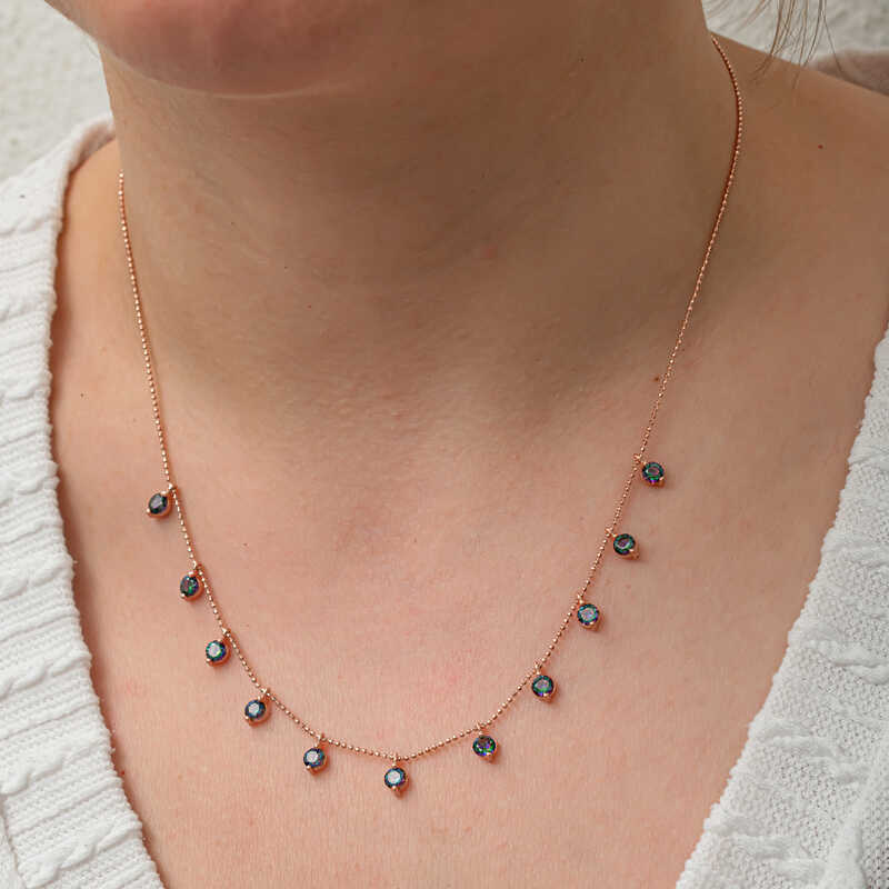 Silver Mystic Topaz Stone Rose Lucky Women’s Necklace