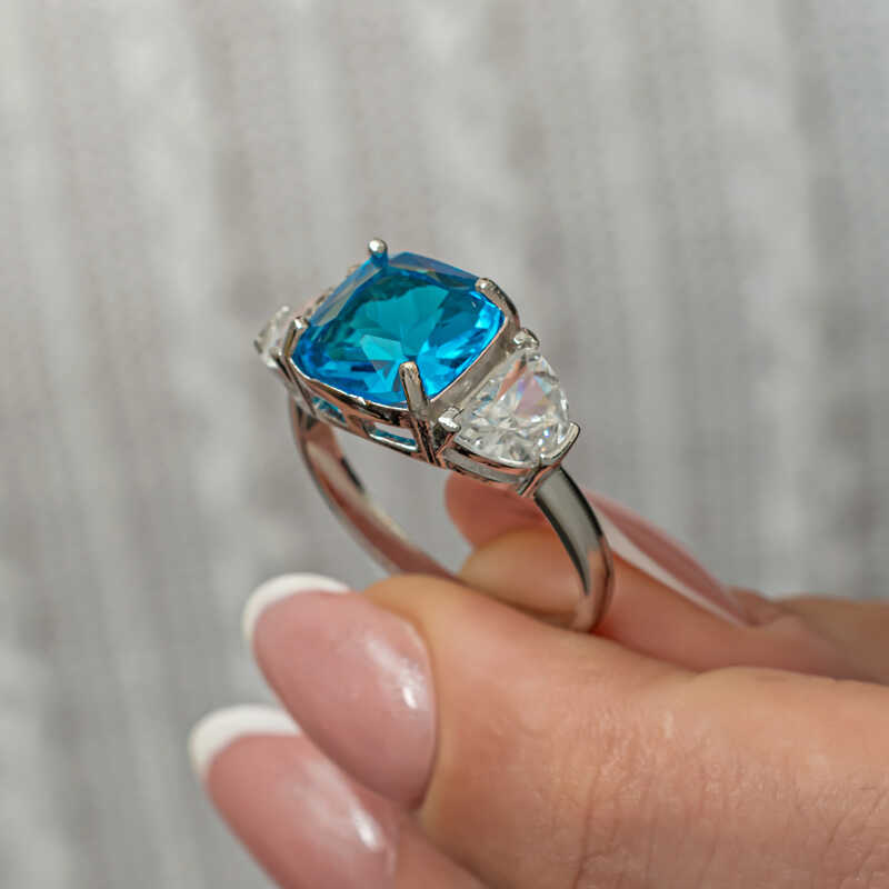 Silver Blue Zircon Stone Women’s Ring