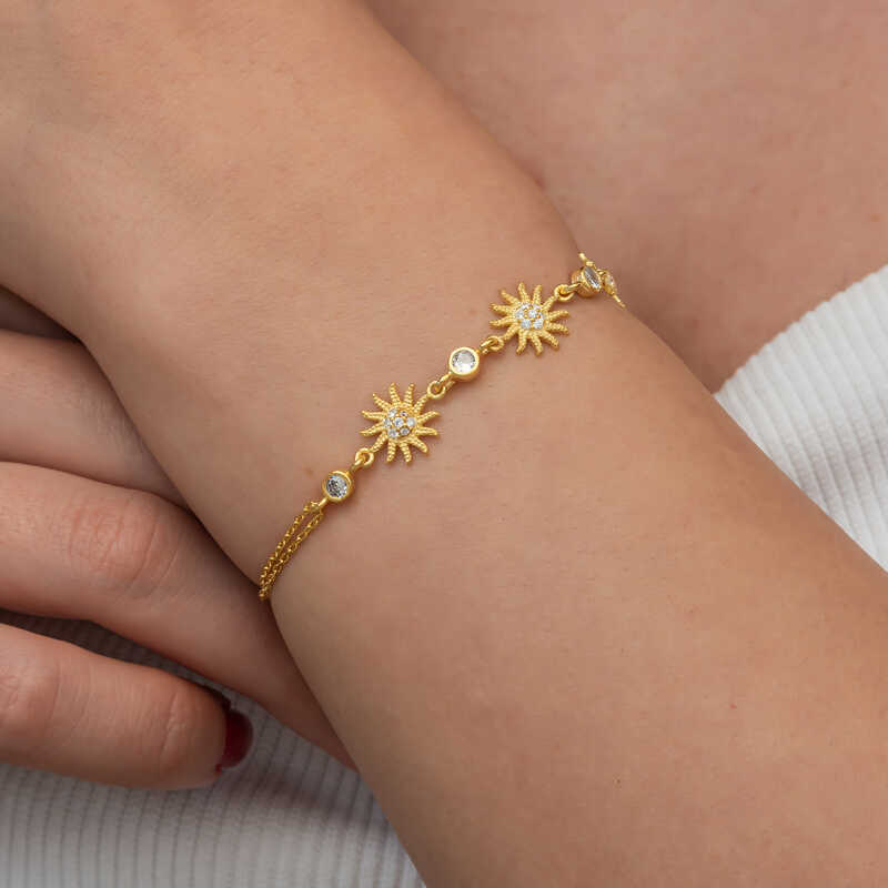 Silver Gold Sun Women’s Bracelet