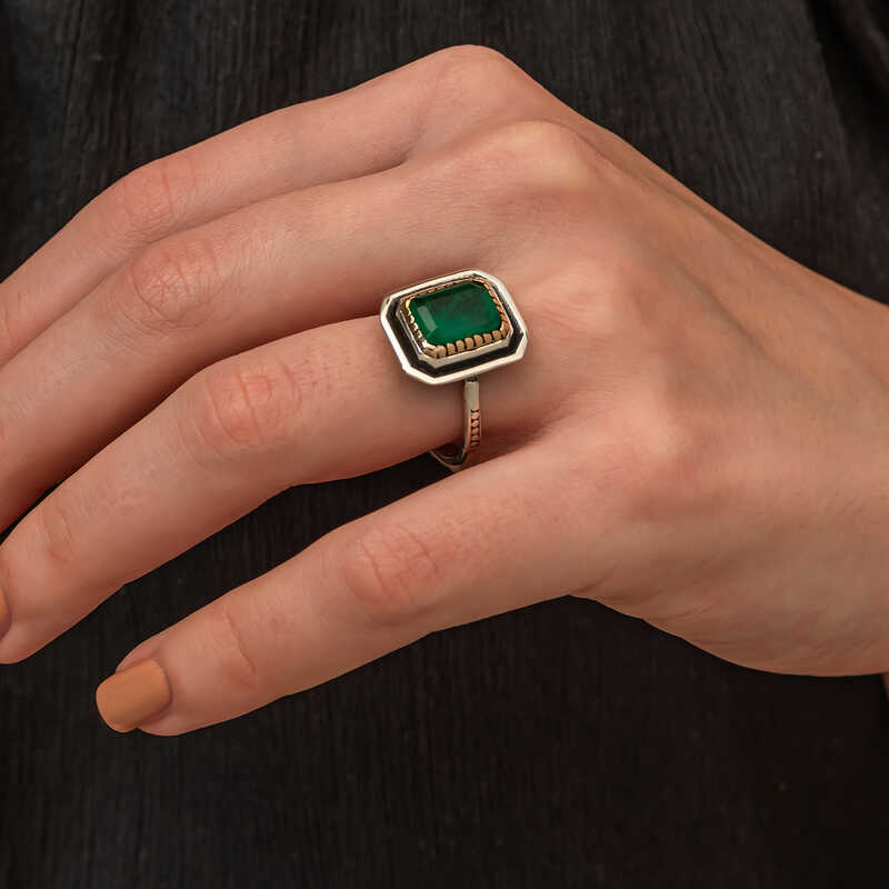 Silver Green Stone Authentic Women’s Ring