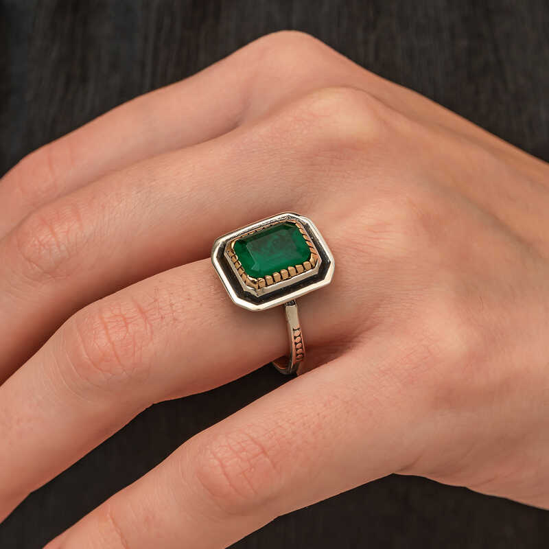 Silver Green Stone Authentic Women’s Ring
