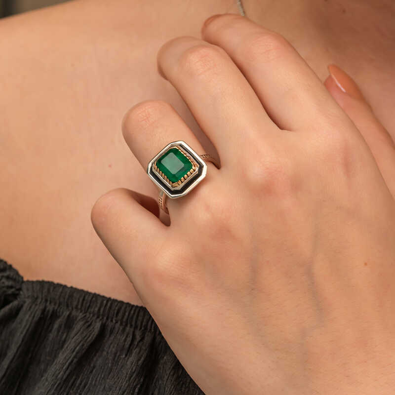Silver Green Stone Authentic Women’s Ring