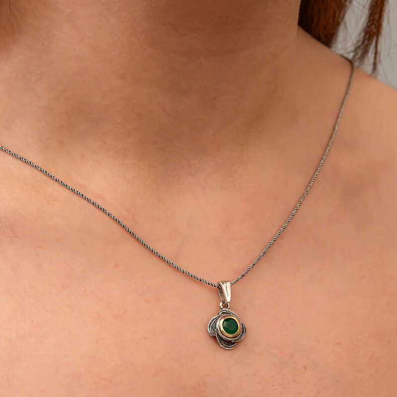 Silver Flower Patterned Authentic Women’s Necklace