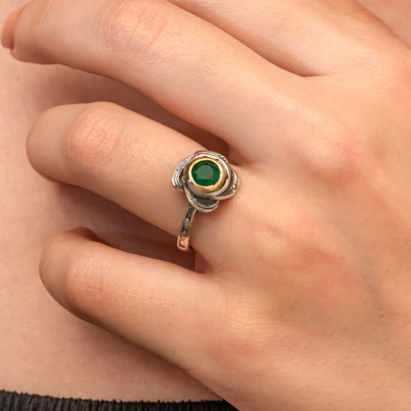 Silver Flower Patterned Authentic Women’s Ring