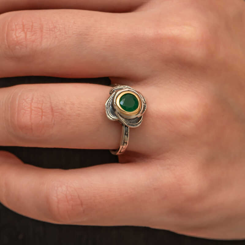 Silver Flower Patterned Authentic Women’s Ring