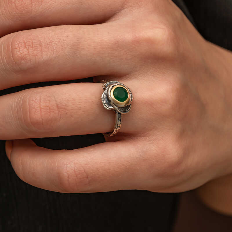 Silver Flower Patterned Authentic Women’s Ring