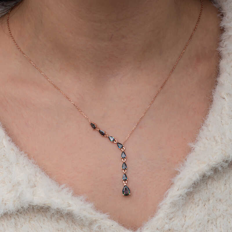 Silver Row Mystic Topaz Stone Drop Women’s Necklace