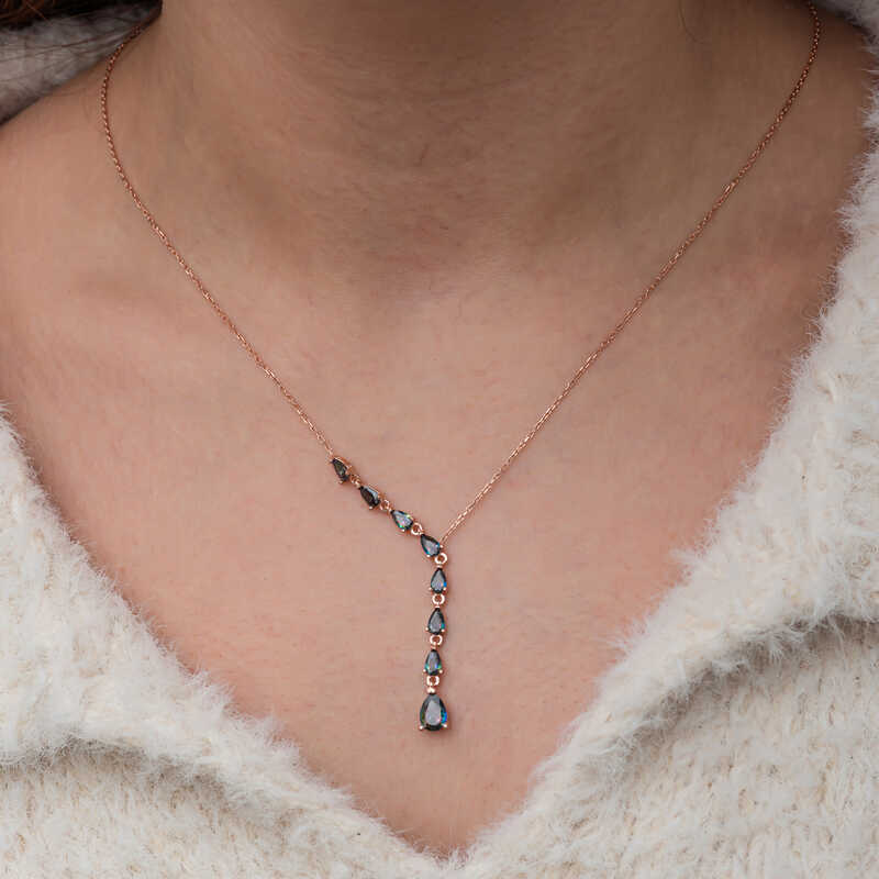 Silver Row Mystic Topaz Stone Drop Women’s Necklace