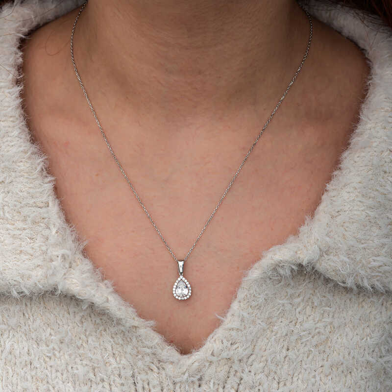 Silver White Zircon Stone Drop Women’s Set