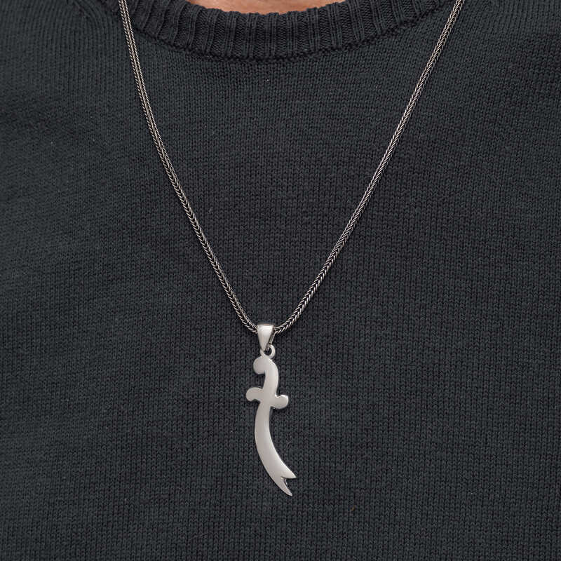Silver Zulfiqar Sword Men’s Necklace