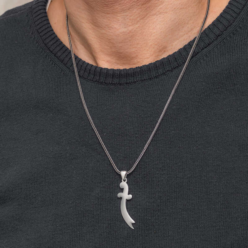 Silver Zulfiqar Sword Men’s Necklace