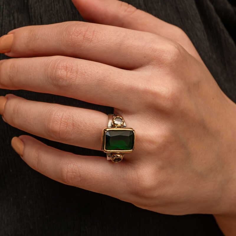 Silver Green Zircon Stone Authentic Women’s Ring