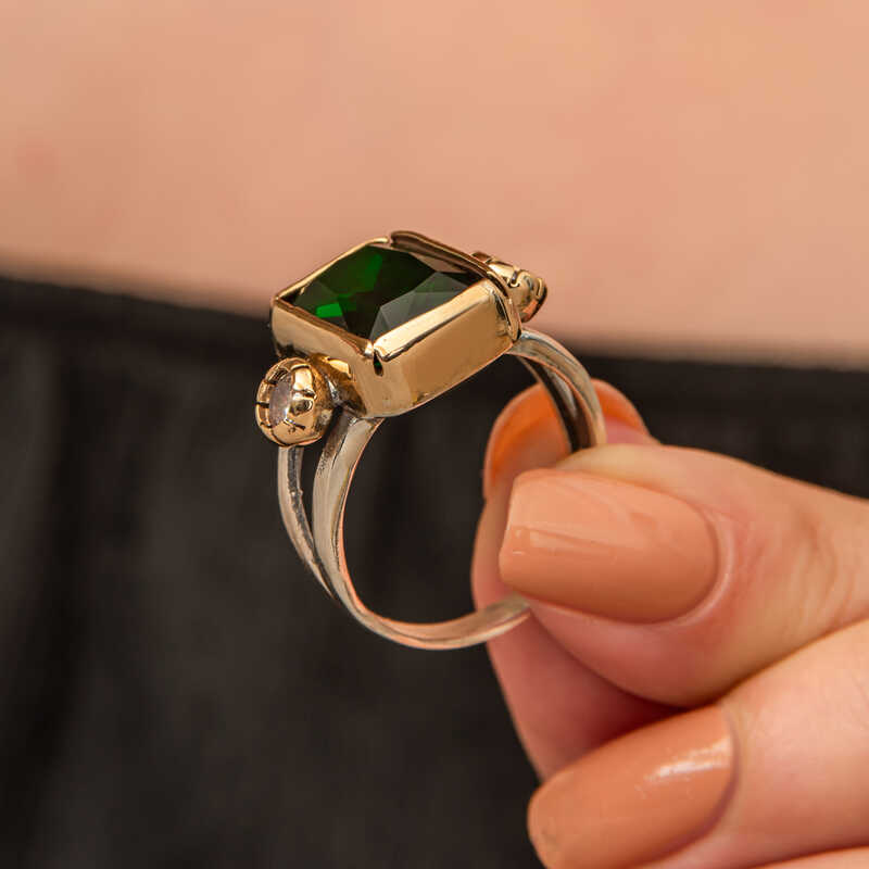 Silver Green Zircon Stone Authentic Women’s Ring