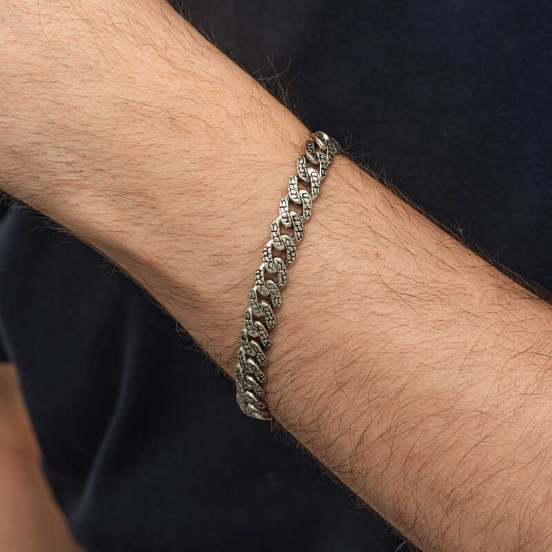 Silver Handmade Knitted Gurmet Men’s Bracelet