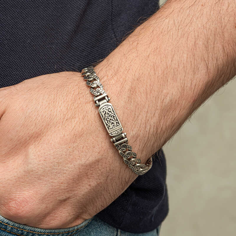Silver Handmade Knitted Gurmet Men’s Bracelet