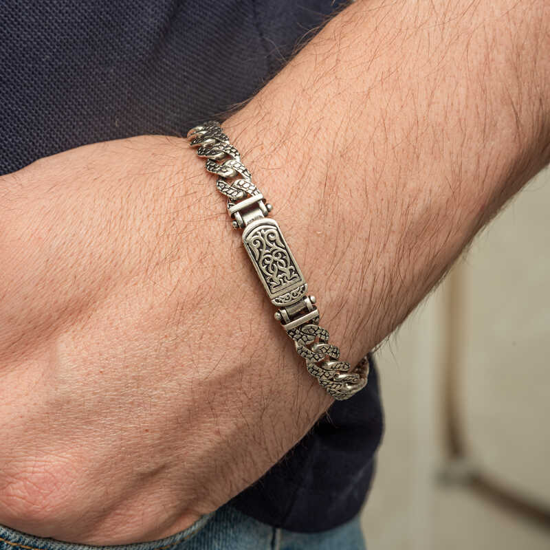 Silver Handmade Knitted Gurmet Men’s Bracelet