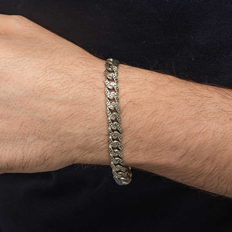 Silver Handmade Knitted Gurmet Men’s Bracelet