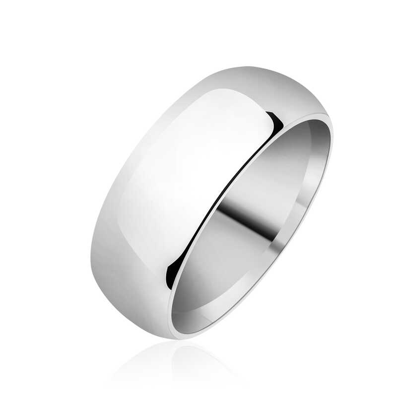 8 mm Flat Domed Silver Wedding Ring