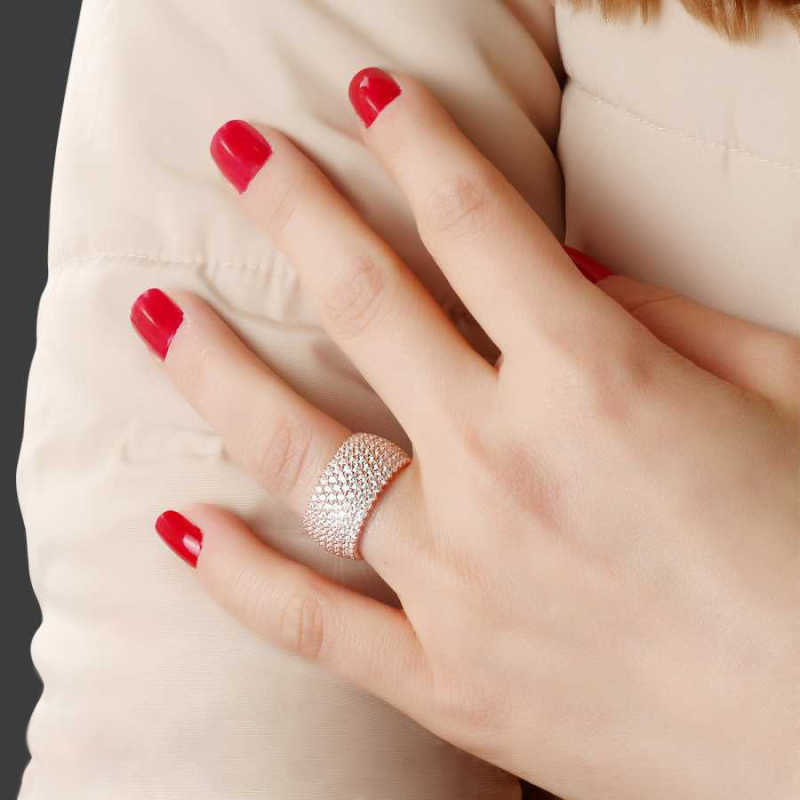 Silver 7 Row Rose Full Circle Women’s Ring