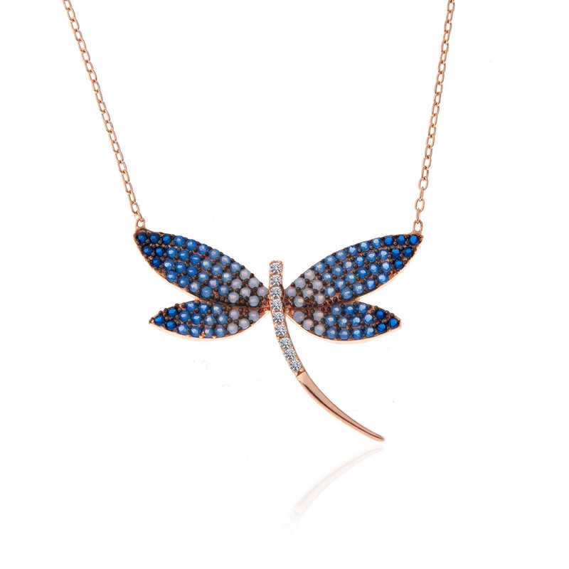 Silver Rose Dragonfly Women’s Necklace