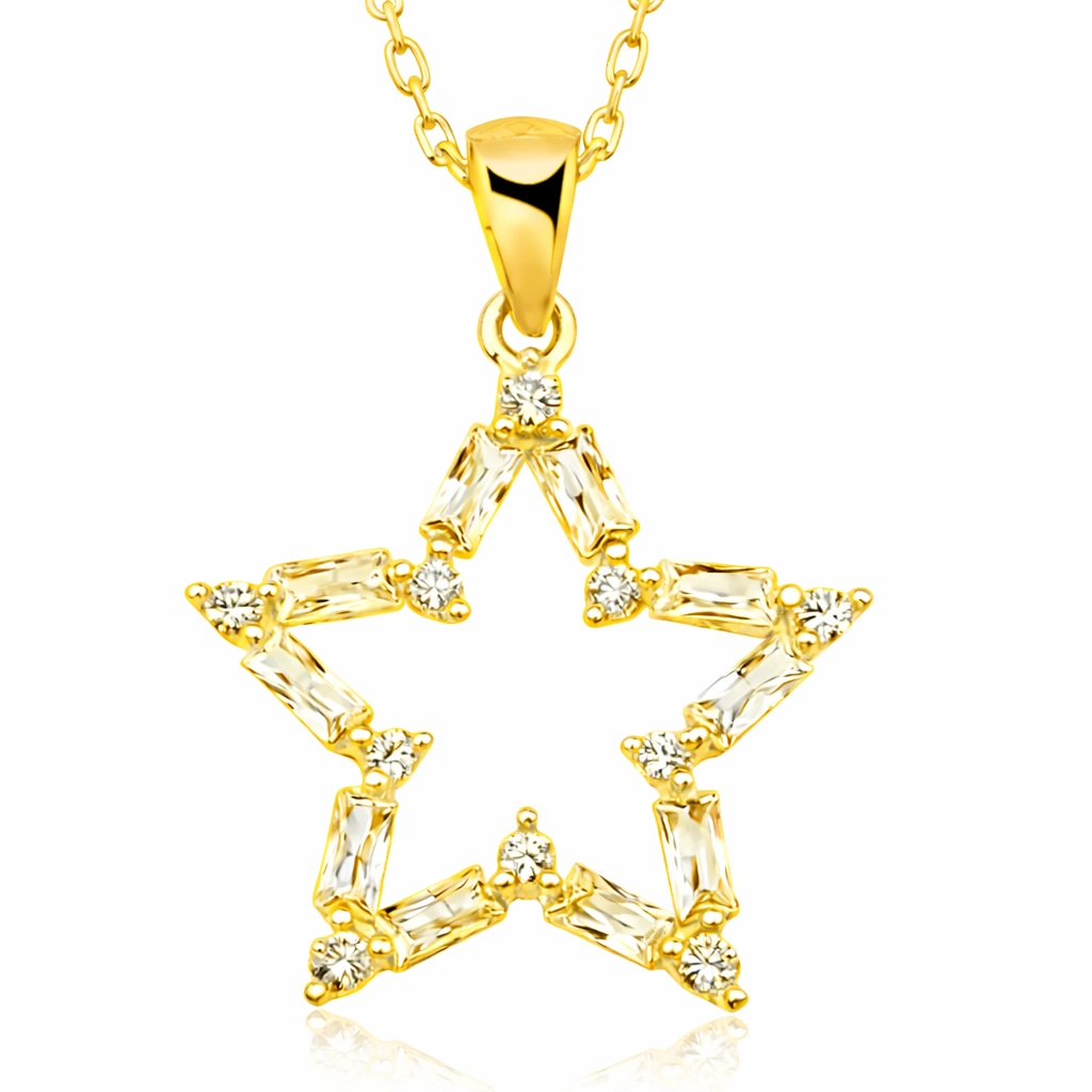 Silver Gold Baguette Stone Star Women’s Necklace