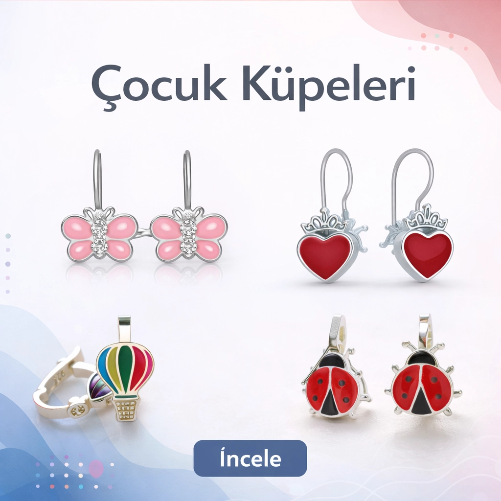 Tekbir Gümüş Çocuk Küpeleri