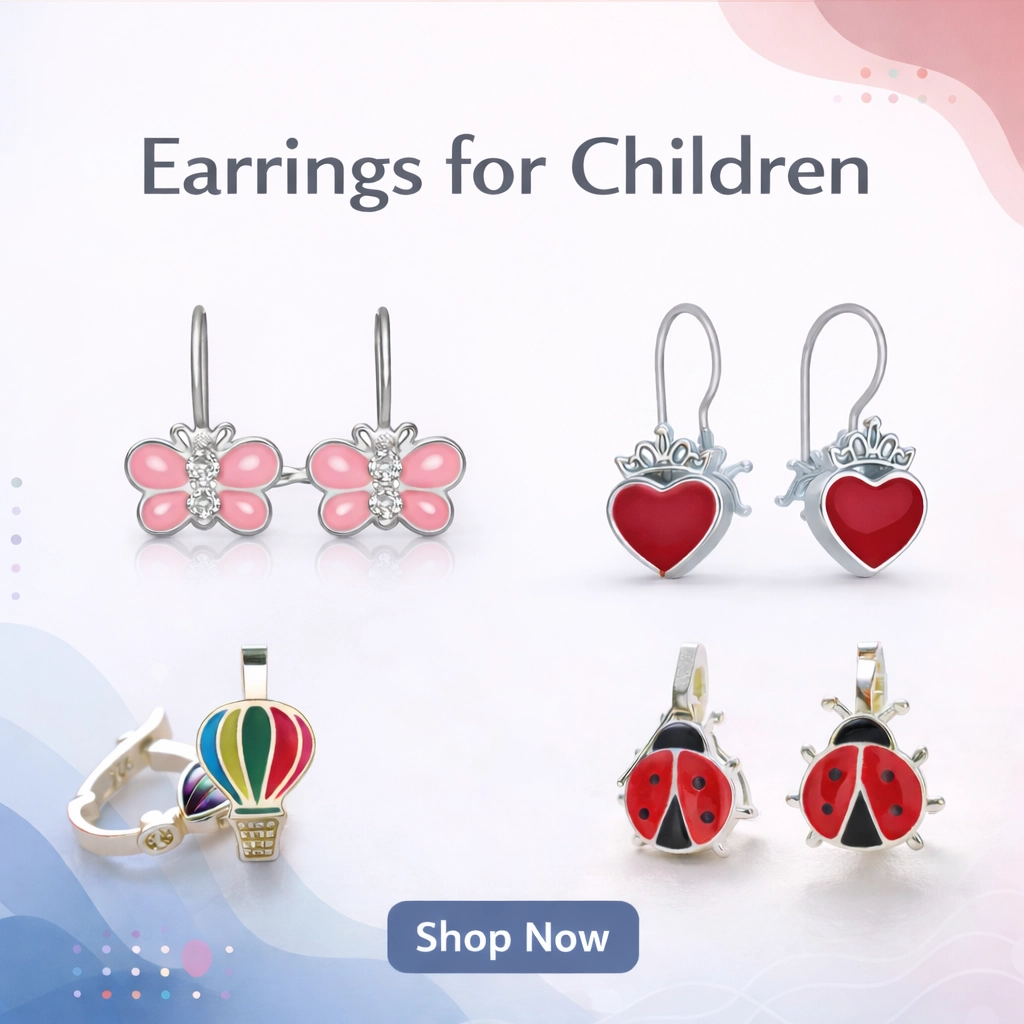 Tekbir Silver Earrings for Children
