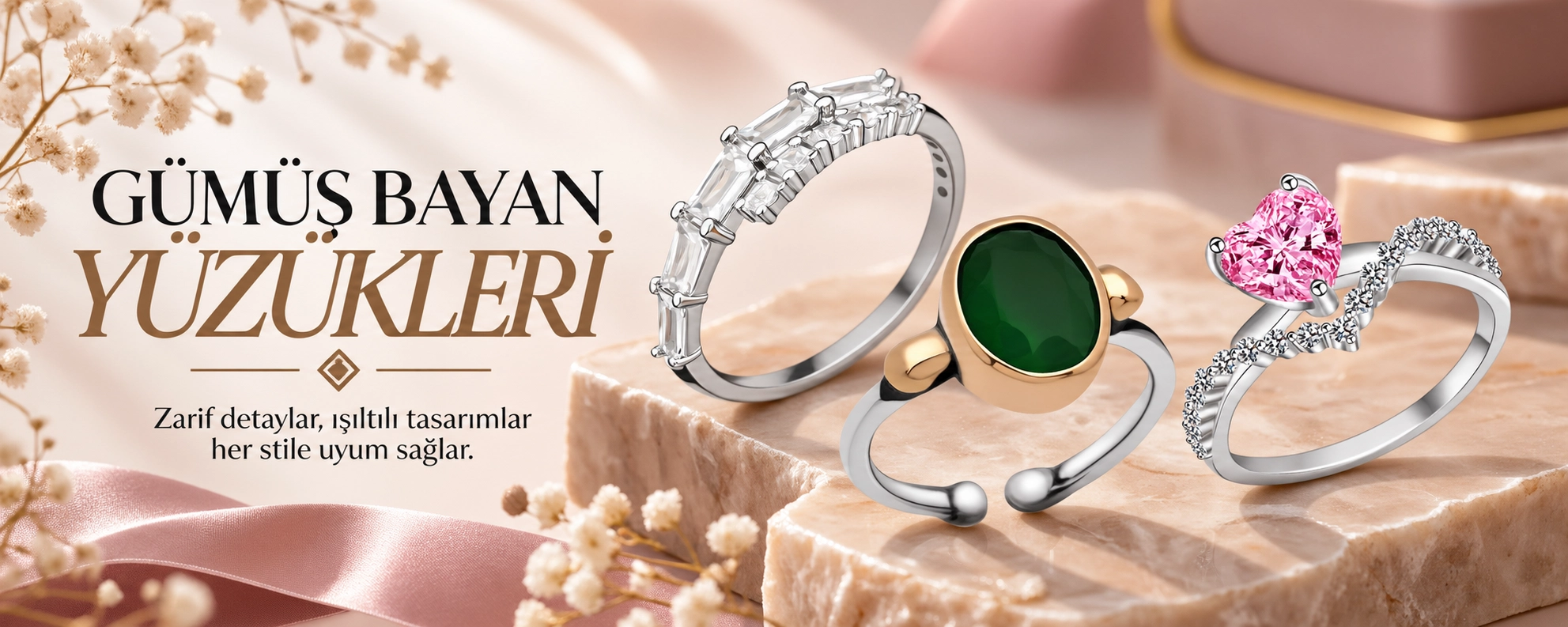 Tekbir Gümüş Bayan Yüzük Modelleri