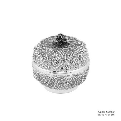 Tekbir Silver - Papatya Desenli Gümüş Bonbonyer