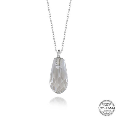 Gumush - Swarovski Crystal Taşlı Drop Kesim Gümüş Kadın Kolye