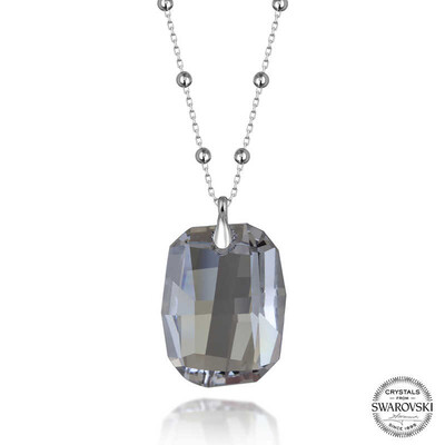 Gumush - Swarovski Crystal Taşlı Top Zincir Baget Gümüş Kadın Kolye