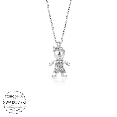 Gumush - Swarovski Taşlı Gümüş Çocuk Bayan Kolye