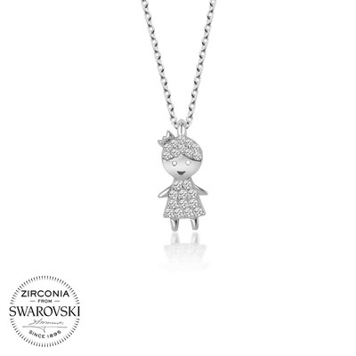 Gumush - Swarovski Taşlı Gümüş Çocuk Bayan Kolye