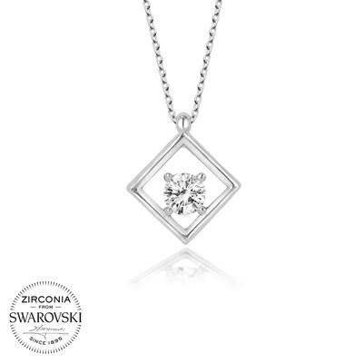 Gumush - Swarovski Taşlı Gümüş Dörtgen Bayan Kolye