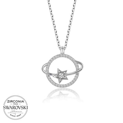 Gumush - Swarovski Taşlı Gümüş Gezegen Bayan Kolye