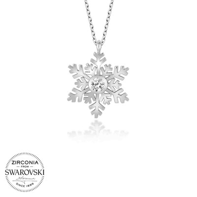 Gumush - Swarovski Taşlı Gümüş Kartanesi Bayan Kolye