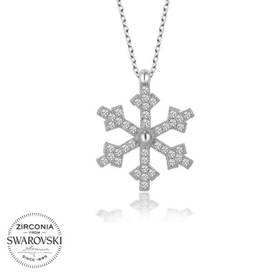 Gumush - Swarovski Taşlı Gümüş Kartanesi Bayan Kolye