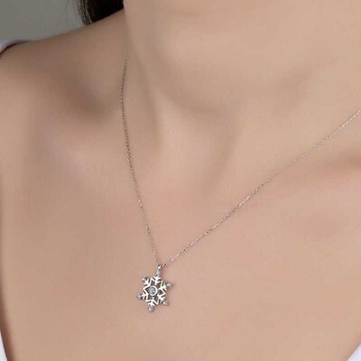 Gumush - Swarovski Taşlı Gümüş Kartanesi Bayan Kolye (1)