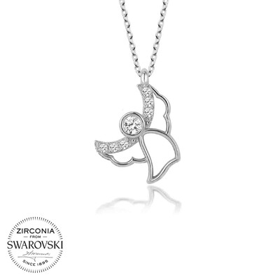 Gumush - Swarovski Taşlı Gümüş Melek Bayan Kolye