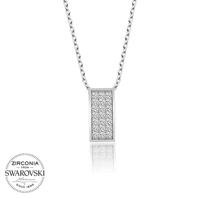 Gumush - Swarovski Taşlı Gümüş Sırataş Bayan Kolye