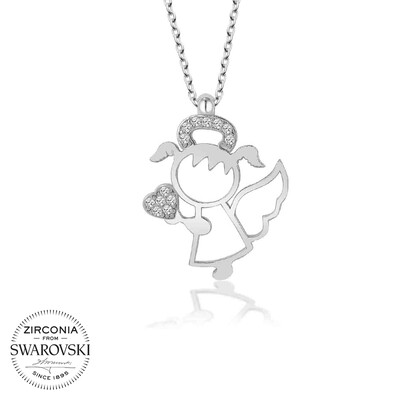 Gumush - Swarovski Taşlı Gümüş Su Perisi Bayan Kolye