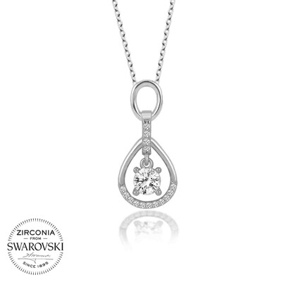 Gumush - Swarovski Taşlı Gümüş Tektaş Bayan Kolye