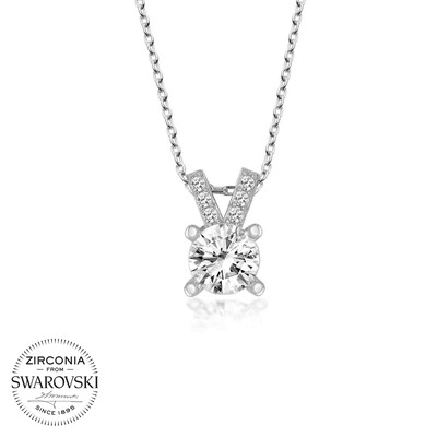 Gumush - Swarovski Taşlı Gümüş Tektaş Bayan Kolye