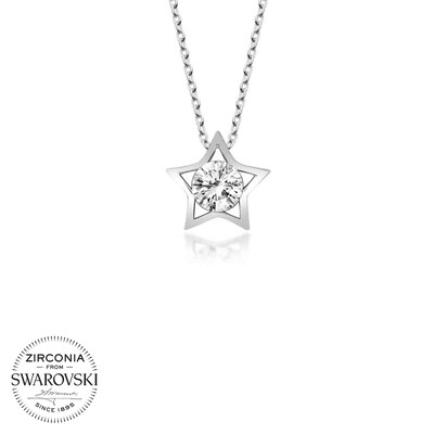 Gumush - Swarovski Taşlı Gümüş Yıldız Bayan Kolye