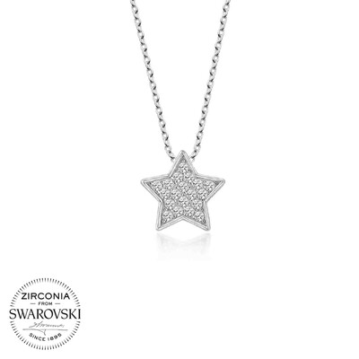 Gumush - Swarovski Taşlı Gümüş Yıldız Bayan Kolye